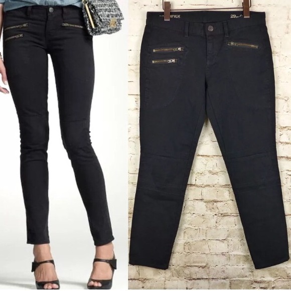 J. Crew Denim - J Crew Toothpick Ankle Moto Zipper Black Jeans